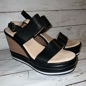Women's Louise et Cie Rhory Wedge Slingback Leather Strap Platform Sandals 10M